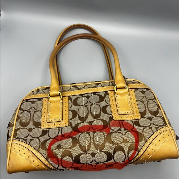 Coach Signature Canvas Top Handle Handbag Brown On Brown Classic Multiple Comp.. - Picture 14 of 14